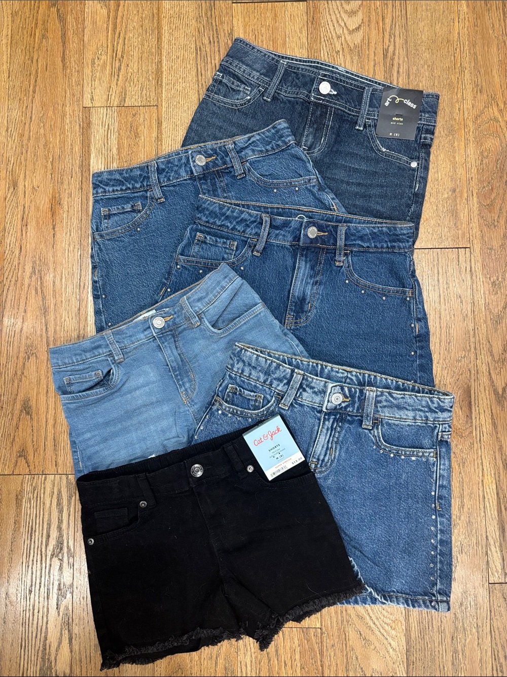 Cat & Jack, Art Class Girls 6-Pack Denim and Black Shorts Set